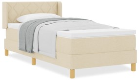 vidaXL Κρεβάτι με ανατομικό στρώμα Κρεμ 90 x 200 cm, Υφασμα.