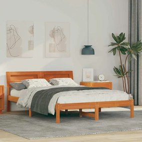 vidaXL Σκελετός Κρεβατιού Καφέ κεριού 140 x 190 cm Μασίφ ξύλο πεύκου