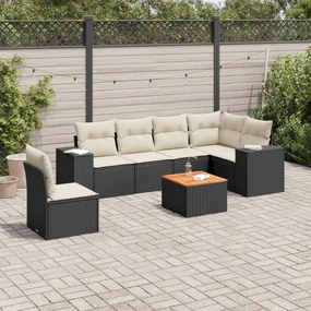 vidaXL Patio Sofa Set Black and Cream