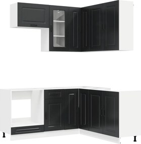 vidaXL Μονάδα κουζίνας KALMAR 8 pcs Μαύρο Επεξεργασμένο Ξύλο