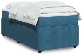 vidaXL Κρεβάτι Boxspring με Στρώμα Σκούρο Μπλε 80 x 200 εκ. Βελούδινο