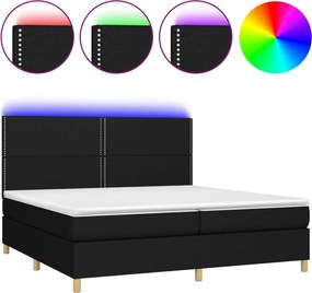 vidaXL Κρεβάτι Boxspring με Στρώμα &amp; LED Μαύρο 200x200 εκ. Υφασμάτινο