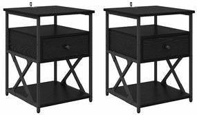 vidaXL Κομοδίνο 2 pcs Μαύρη Οξυά 40 x 42 x 55 εκ Επεξεργασμένο ξύλο