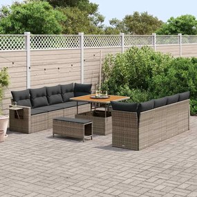 vidaXL Σετ Καναπέ Κήπου με αποθήκευση 11 pcs Γκρι Πολυ ράταν