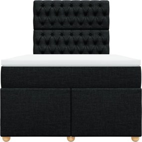 vidaXL Κρεβάτι Boxspring με Στρώμα Μαύρο 120x190 εκ. Υφασμάτινο