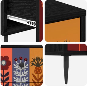 vidaXL Κομοδίνο ESSEN Μαύρη Δρυς 36 x 33 x 61 εκ. Επεξεργασμένο Ξύλο