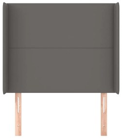Κεφαλάρι με Πτερύγια Γκρι 103x16x118/128 εκ.Συνθετικό Δέρμα - Γκρι