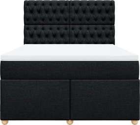 vidaXL Κρεβάτι Boxspring με Στρώμα Μαύρο 140x200 εκ. Υφασμάτινο