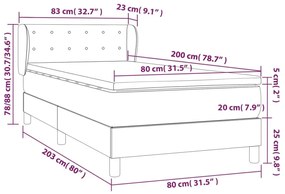 Κρεβάτι Boxspring με Στρώμα Ανοιχτό Γκρι 80x200 εκ. Υφασμάτινο - Γκρι