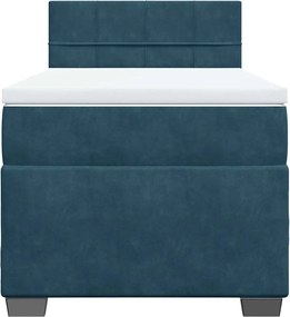 vidaXL Κρεβάτι Boxspring με Στρώμα Μπλε 80 x 200 εκ. Βελούδινο