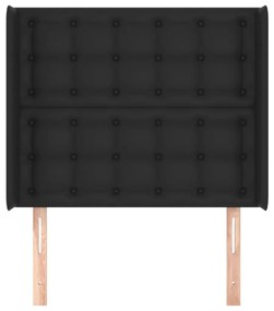 Κεφαλάρι με Πτερύγια Μαύρο 93x16x118/128 εκ. Συνθ. Δέρμα - Μαύρο