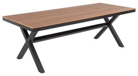 ALUMINUM RECTANGULAR TABLE TAWNEE  ANTHRACITE-POLYWOOD IN NATURAL WOOD 219,5x89,5x73cm.