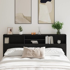 vidaXL Μαύρο κεφαλάκι από ξύλο δρυς, 200 x 19 x 103.5 εκ, Επεξεργασμένο ξύλο