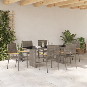 vidaXL Σετ εξωτερικής τραπεζαρίας 7 τεμαχίων  Γκρι Πολυρτάν