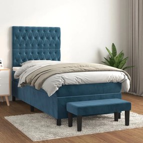 ΚΡΕΒΑΤΙ BOXSPRING ΜΕ ΣΤΡΩΜΑ ΣΚΟΥΡΟ ΜΠΛΕ 90X200 ΕΚ. ΒΕΛΟΥΔΙΝΟ 3138005