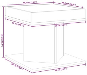 Τραπεζάκι Σαλονιού με LED Δρυς 50x50x45 εκ. Επεξεργασμένο Ξύλο - Καφέ