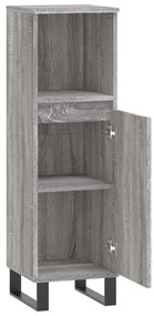 vidaXL Ντουλάπι Μπάνιου Γκρι Sonoma 30x30x100 εκ. Επεξεργασμένο Ξύλο