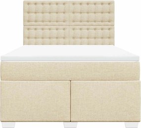 vidaXL Κρεβάτι Boxspring με Στρώμα Κρεμ 140x190 εκ. Υφασμάτινο