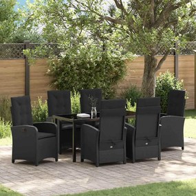 vidaXL Σέτ φαγητού για κήπο 7 pcs Μαύρο συνθετικό ρατάν