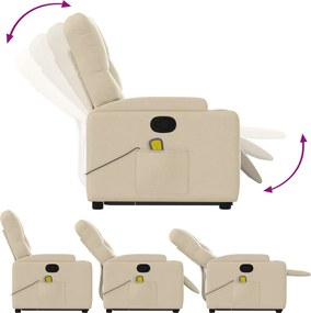 vidaXL Πολυθρόνα Μασάζ Ανακλινόμενη με Ανύψωση Κρεμ Υφασμάτινη