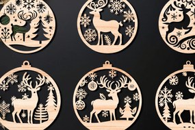 Σετ των 3 Intra απο ξύλο plywood 3mm-4mm πάχος Χριστουγεννιάτικο στολίδι Δίασταση 8x8 cm INTRAFABR-107636947