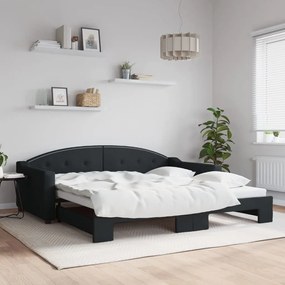 Καναπές Κρεβάτι Συρόμενος Μαύρος 100 x 200 εκ. Υφασμάτινος - Μαύρο