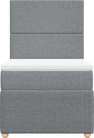 vidaXL Κρεβάτι Boxspring με Στρώμα Ανοιχτό Γκρι 90x190 εκ. Υφασμάτινο