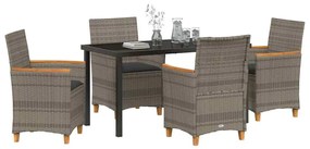 vidaXL Σέτ φαγητού για κήπο 5 pcs Γκρι συνθετικό ρατάν