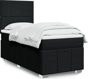 vidaXL Κρεβάτι Boxspring με Στρώμα Μαύρο 90x190 εκ.Υφασμάτινο