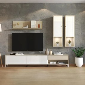 Σύνθετο σαλονιού CAMBRIDGE σε Λευκό - Oak 234x40x176εκ. 234x40x176 εκ.