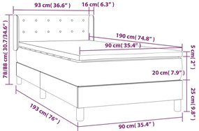 vidaXL Κρεβάτι Boxspring με Στρώμα Σκούρο Καφέ 90x190 εκ. Υφασμάτινο