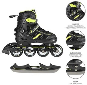 Αυξομειούμενα Roller NH18191 2σε1 Μαύρο/Πράσινο IN-LINE/HOCKEY ICE SKATES