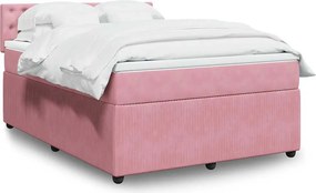 vidaXL Κρεβάτι Boxspring με Στρώμα Ροζ 160x200 εκ. Βελούδινο
