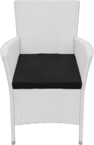 vidaXL Σετ Τραπεζαρίας Εξωτ. Χώρου 9 τεμ. Λευκό Κρεμ Συνθετικό Ρατάν