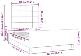 Πλαίσιο Κρεβατιού χωρίς στρώμα Κρέμα 120x190 εκ. Υφασμάτινο - Κρεμ