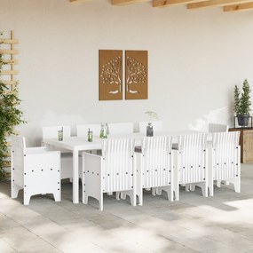 vidaXL Σετ Τραπεζαρίας 11 Τεμαχίων με Μαξιλάρια Λευκό Πολυ Ρατάν