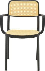 Πολυθρόνα Westley pakoworld pp φυσικό-μαύρο 58x47x81εκ