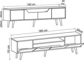 Έπιπλο Τηλεόρασης Καρυδί OMISU 180x29.8x48