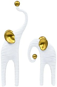 Διακοσμητικοί Ελέφαντες (Σετ 2Τμχ) 374-225-489 17x7x30cm White-Gold Πολυρεσίνη