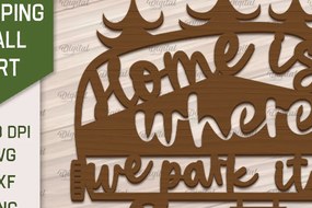 Σετ των 2 Intra απο ξύλο plywood 3mm-4mm πάχος Camping Wall Art . Camping Papercut Δίασταση 40x40 cm INTRAFABR-91962914