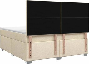 vidaXL Κρεβάτι box spring με στρώμα Κρεμ 140 x 190 cm Ύφασμα