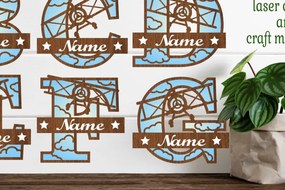 Σετ των 2 Intra απο ξύλο plywood 3mm-4mm πάχος γραμμάτων μονογράμματος αεροπλάνου Δίασταση 30x20 cm INTRAFABR-74229185