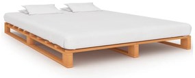 vidaXL Πλαίσιο Κρεβατιού Καφέ 140 x 200 εκ. Παλέτες Μασίφ Ξύλο Πεύκου
