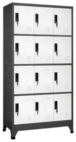 vidaXL Φοριαμός Ανθρακί και Λευκός 90 x 45 x 180 εκ. Ατσάλινος