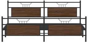 vidaXL Σκελετός Κρεβ. Χωρίς Στρώμα Καφέ Δρυς 193x201 εκ. Μεταλλικό