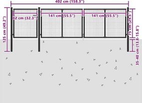 vidaXL Πόρτα Κήπου Ανθρακί 400x75 εκ. από Ατσάλι