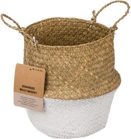 Ψάθινο καλάθι δίχρωμο Ø17xΥ20εκ.