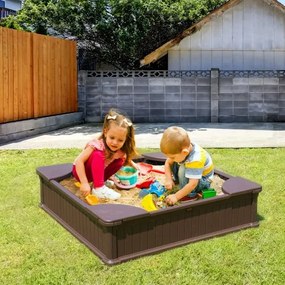 VEVOR Sandbox with Cover Square Sand Box HDPE Sand Pit Outdoor Backyard Ages3-12