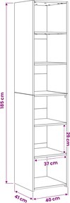 vidaXL Πλαϊνό γραφείο Παλαιωμένο ξύλο 40 x 41 x 185 εκ.