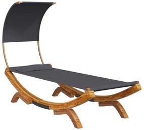 vidaXL Ξαπλώστρα ΕξΧώρου Κρεμ 100x200x126εκ Μασίφ Λυγισμένο Ξύλο Τέντα